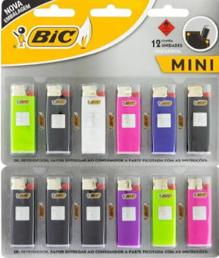 Isqueiro Bic Mini Cores Sortidas Display C/ 12